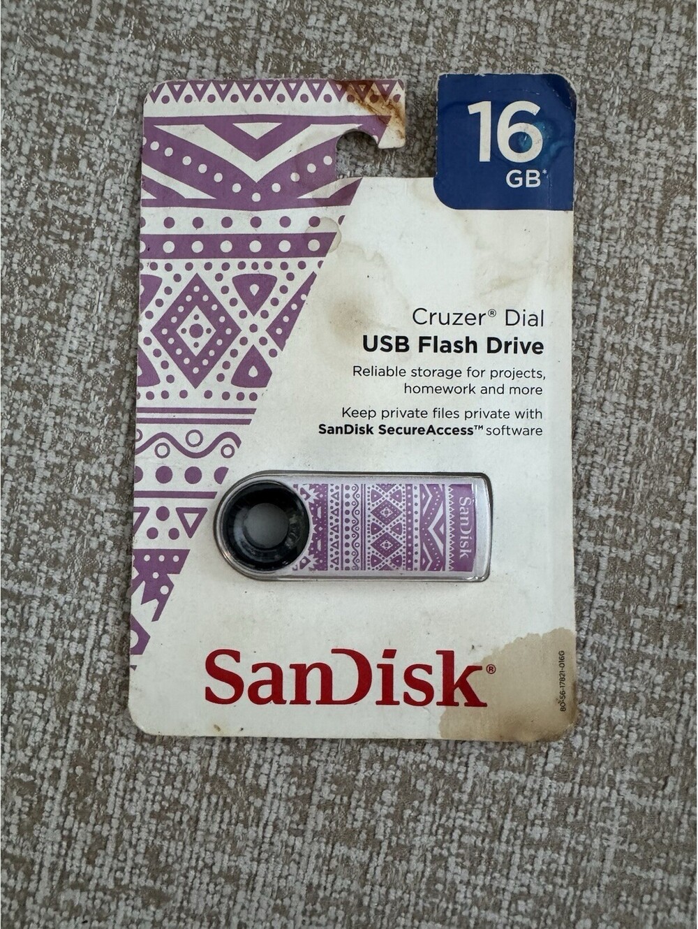 NEW SanDisk Pink Tribal Cruzer Dial USB Flash Drive- 16 gb Damaged package